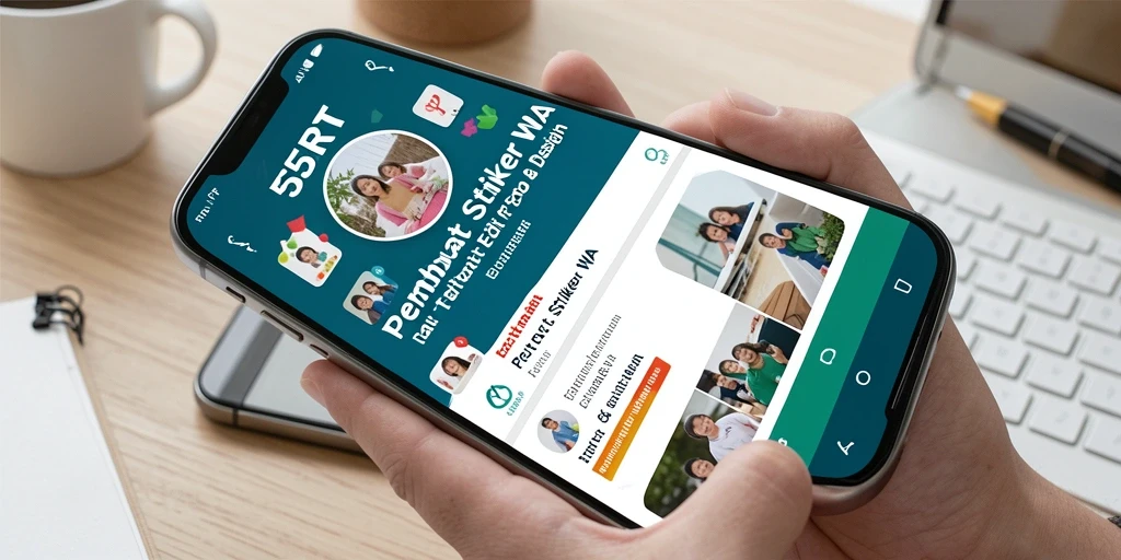 Antarmuka intuitif aplikasi 55RT untuk Pembuat Stiker WA.
