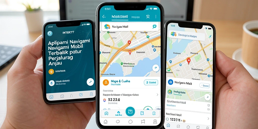 Tampilan antarmuka aplikasi INTER77 untuk navigasi mobil.