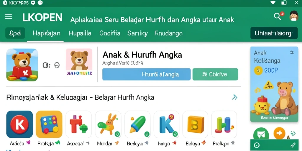 Antarmuka LKOPEN yang ceria dan interaktif untuk belajar.