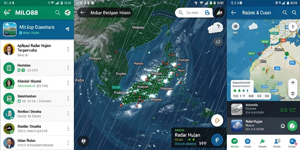 Antarmuka pengguna aplikasi Radar Hujan MILO88 yang informatif dan modern.