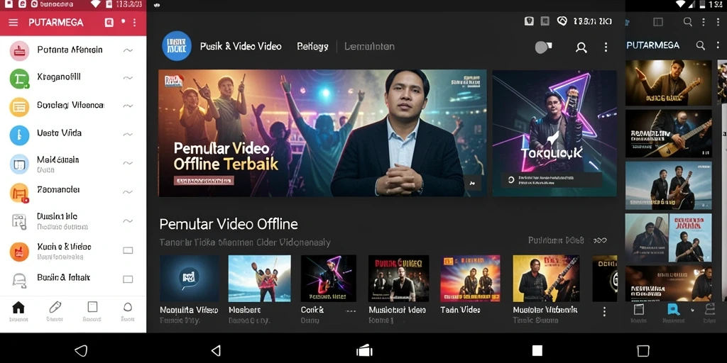 Tampilan antarmuka PUTARMEGA untuk Pemutar Video Offline yang sederhana dan menarik.