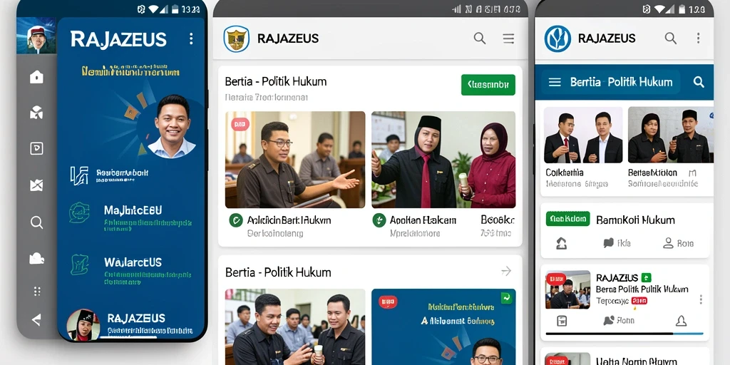 Tampilan antarmuka utama aplikasi RAJAZEUS yang modern dan informatif.