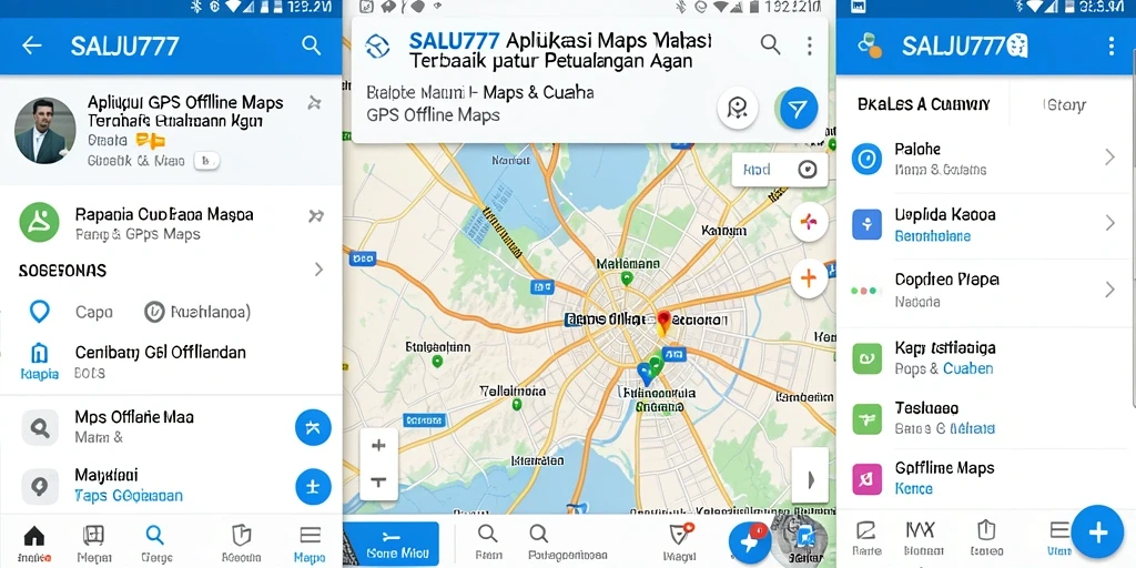Screenshot utama SALJU777 menampilkan antarmuka GPS Offline Maps yang user-friendly.